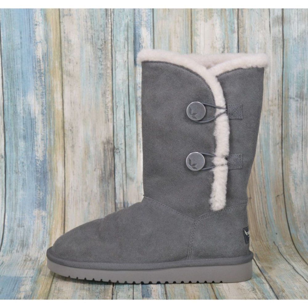 Koolaburra By UGG Kinslei Size 6 Tall Gray Suede Faux Fur Winter Boots 1096409